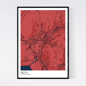 Neath City Map Print