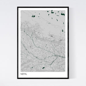 Nepal Country Map Print