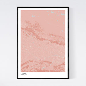 Nepal Country Map Print