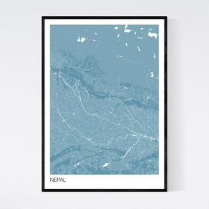 Nepal Country Map Print