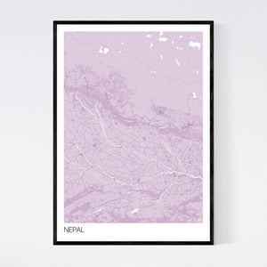 Nepal Country Map Print
