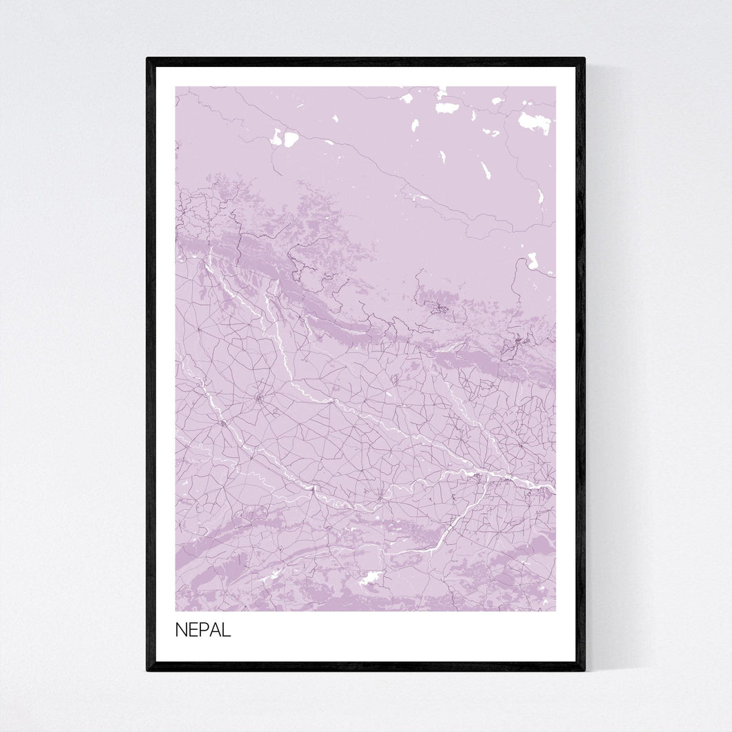 Nepal Country Map Print