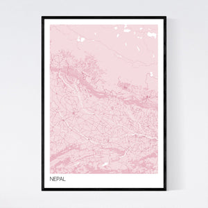 Nepal Country Map Print