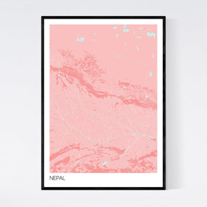 Nepal Country Map Print