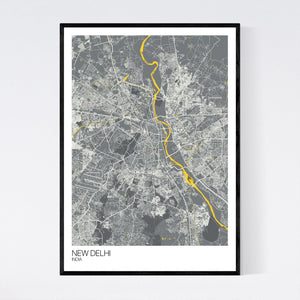 New Delhi City Map Print