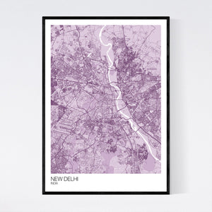 New Delhi City Map Print
