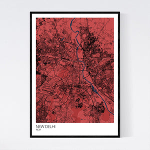 New Delhi City Map Print