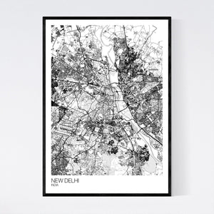 New Delhi City Map Print