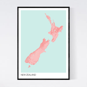 New Zealand Country Map Print