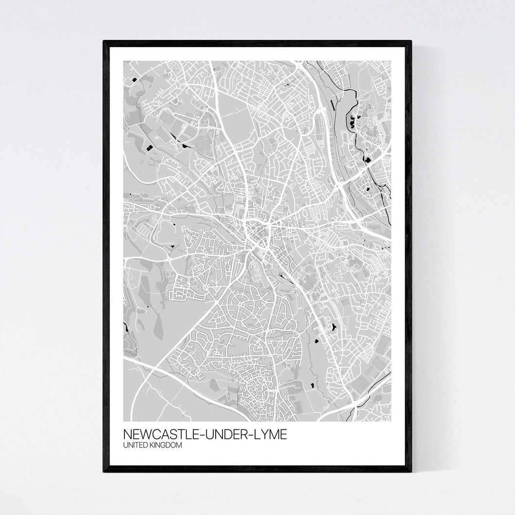 Newcastle-under-Lyme City Map Print
