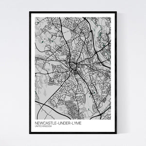 Newcastle-under-Lyme City Map Print