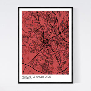 Newcastle-under-Lyme City Map Print