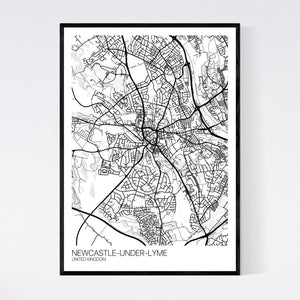 Newcastle-under-Lyme City Map Print