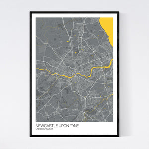 Newcastle upon Tyne City Map Print