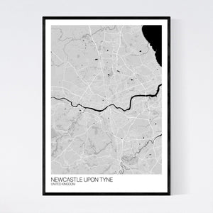 Newcastle upon Tyne City Map Print