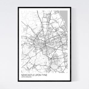 Newcastle upon Tyne City Map Print