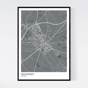Map of Newmarket, Suffolk