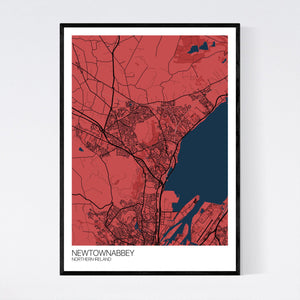 Newtownabbey City Map Print