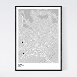 Nîmes City Map Print