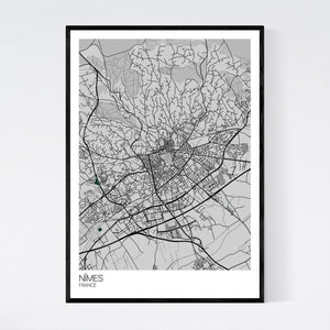 Nîmes City Map Print