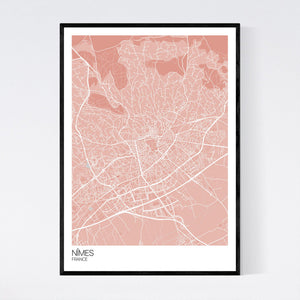 Nîmes City Map Print