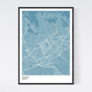 Nîmes City Map Print