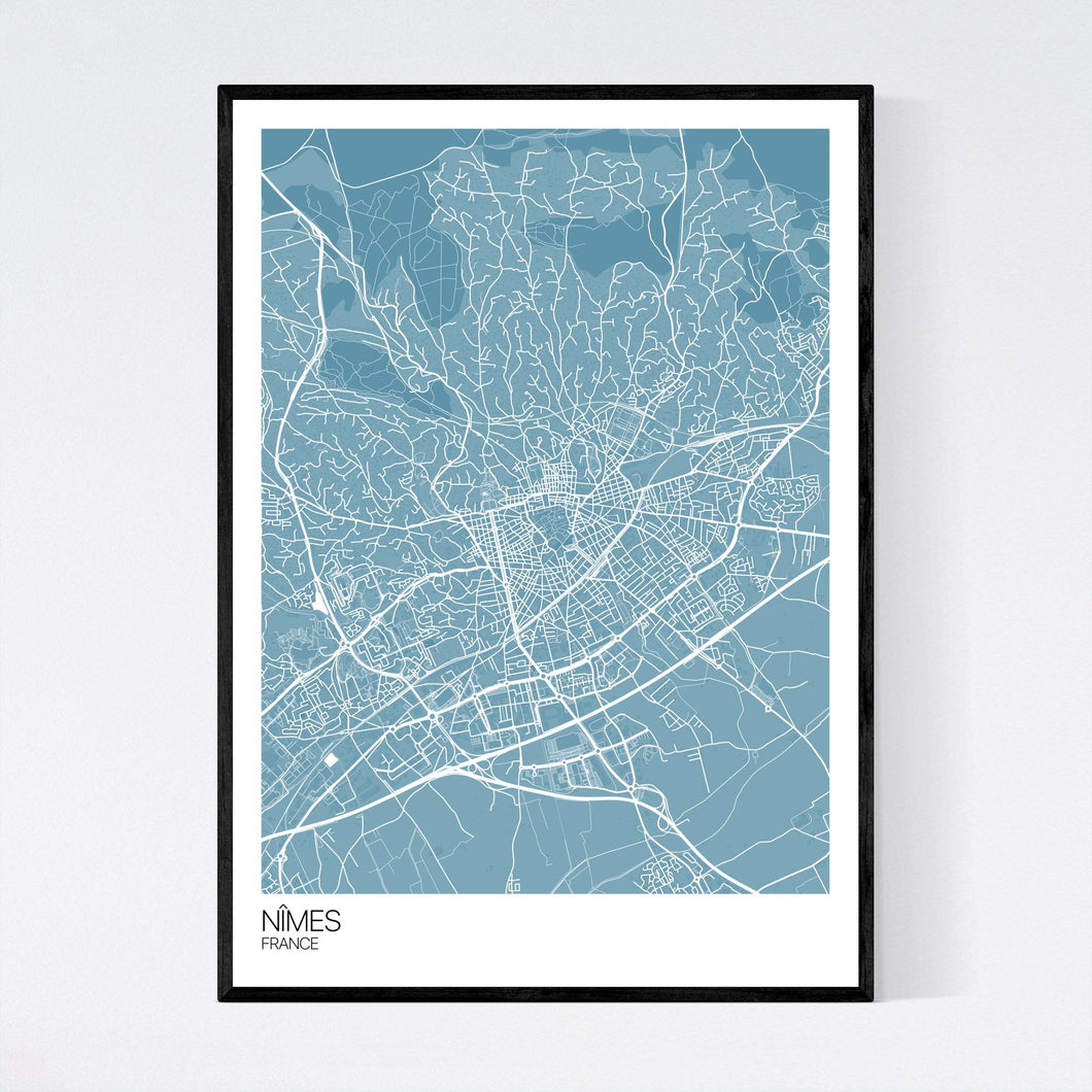 Nîmes City Map Print