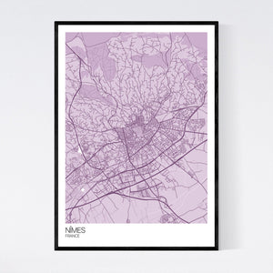 Nîmes City Map Print