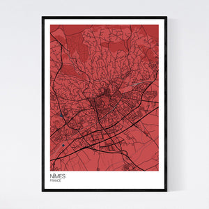 Nîmes City Map Print