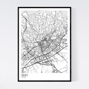 Nîmes City Map Print