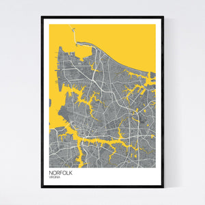 Norfolk City Map Print