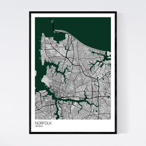 Norfolk City Map Print