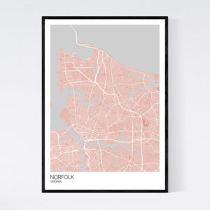 Norfolk City Map Print