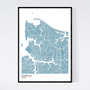Norfolk City Map Print