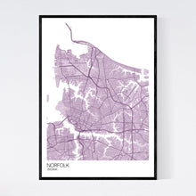Load image into Gallery viewer, Norfolk City Map Print