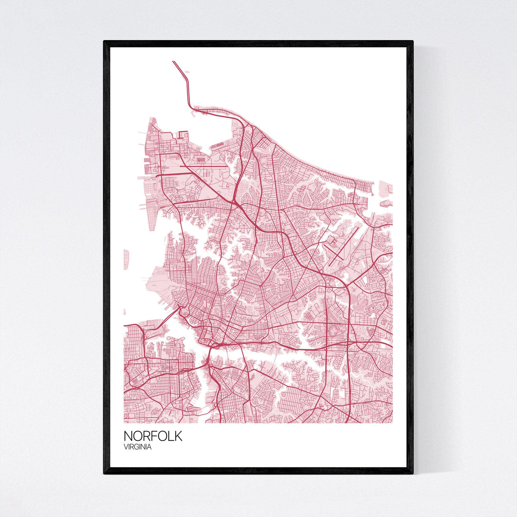 Norfolk City Map Print