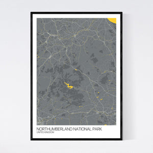 Map of Northumberland National Park, United Kingdom