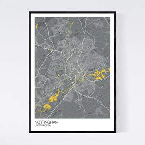 Nottingham City Map Print