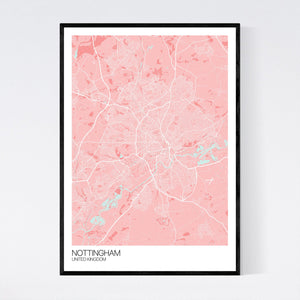 Nottingham City Map Print