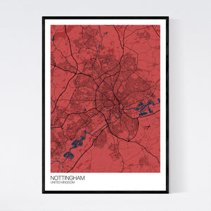 Nottingham City Map Print