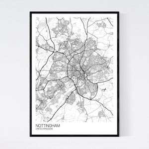 Nottingham City Map Print