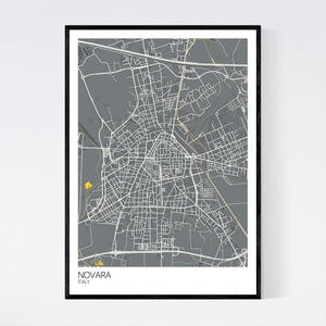 Novara City Map Print
