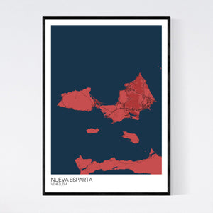 Nueva Esparta Island Map Print