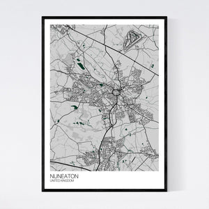 Nuneaton City Map Print