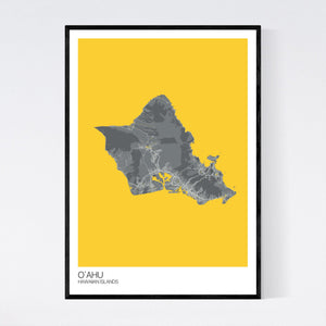 Oʻahu Island Map Print