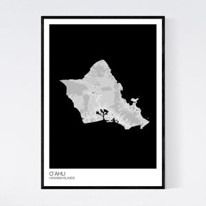 Oʻahu Island Map Print