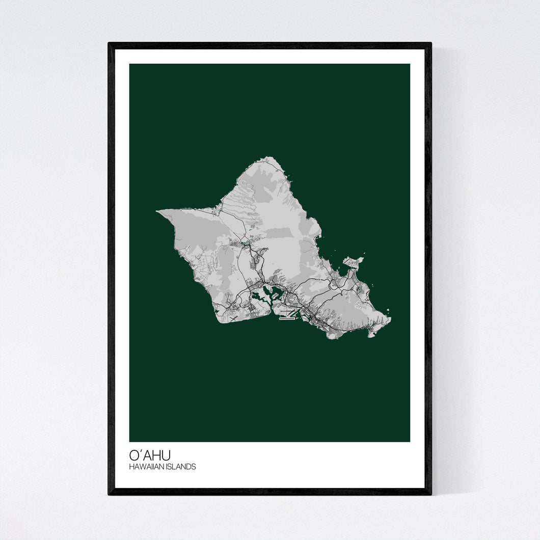 Map of Oʻahu, Hawaiian Islands