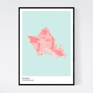 Oʻahu Island Map Print