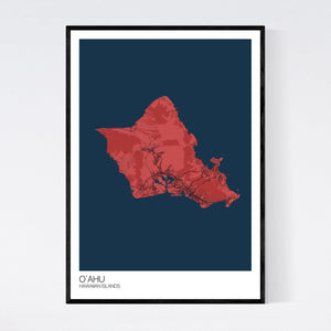 Oʻahu Island Map Print