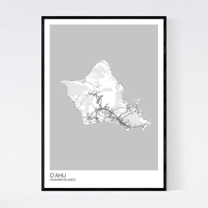 Oʻahu Island Map Print